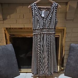 Max Studio Black and White Striped Midi Dress